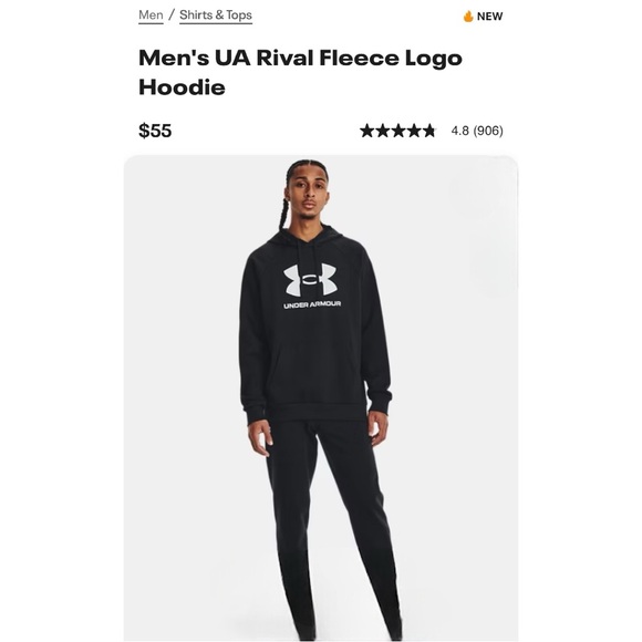 Under Armour Other - 🆕MENS UNDER ARMOUR - RIVIAL FLEECE BIG LOGO, LOOSE FIT! COLOR:BLACK, SZ=LG